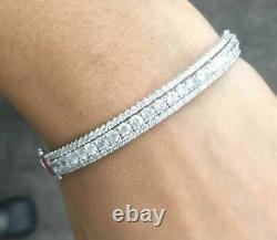 7Ct Round Cut Diamond Lab Created Women Bangle Bracelet 14K White Gold Finish