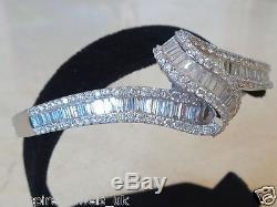 7.02Cts Forever Diamond Baguette Ladies Bangle Bracelet 14Ct White Gold
