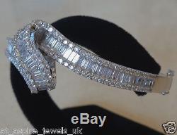 7.02Cts Forever Diamond Baguette Ladies Bangle Bracelet 14Ct White Gold