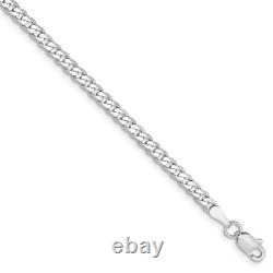 7 14K White Gold 2.9mm Flat Beveled Curb Chain Bracelet