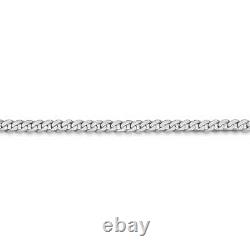 7 14K White Gold 2.9mm Flat Beveled Curb Chain Bracelet