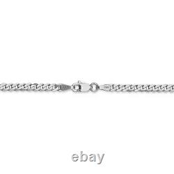 7 14K White Gold 2.9mm Flat Beveled Curb Chain Bracelet