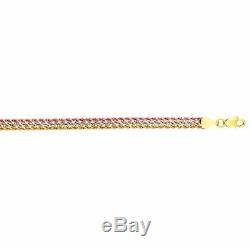 7 1/2 Shiny Three Row Rope Tricolor Bracelet REAL 10K Yellow White Rose Gold