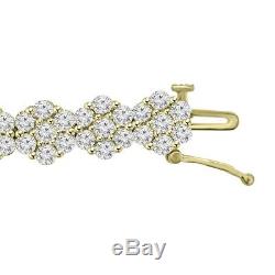 7.20 CT Round Diamond Flower Style Tennis Bracelet 7.25 14K Yellow Gold Over