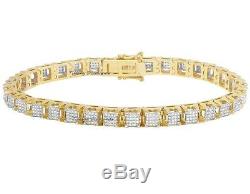 7.20 Ct Round Cut Diamond 14K Yellow Gold Over Tennis Bracelet 7.50