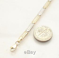 7.25 Diamond Cut Out Greek Key Bracelet REAL Solid 14K Yellow White 2-Tone Gold