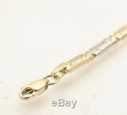 7.25 Diamond Cut Out Greek Key Bracelet REAL Solid 14K Yellow White 2-Tone Gold