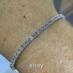 7.5 Inch 8.8CTW Round Cut Moissanite Iced Tennis Bracelet 14K White Gold Plated
