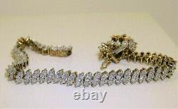 7 CT Round Cut Diamond Tennis Bracelet D/VVS1 Solid 14K Yellow Gold Over Ladies