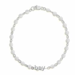 7 Polished Round Mirror Chain Bracelet Real 14K White Gold 1.2gr