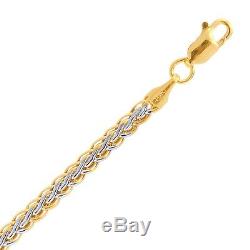 7 Shiny Corinthian Wheat Link Two Tone Bracelet REAL 10K Yellow White Gold