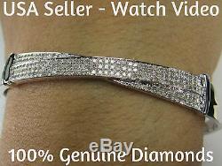85 Carat Genuine Diamonds Womens Ladies White Gold Finish Pave Bracelet Bangle