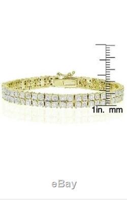 8.00 CT 2 Row Round Cut VVS1 Diamond Bracelet 7.50 14k Yellow Gold Over