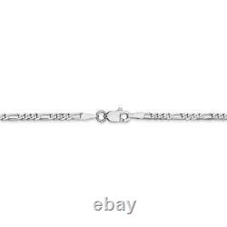 8 14K White Gold 2.25mm Flat Figaro Chain Bracelet