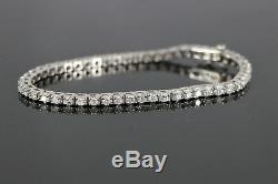 $8,500 14K White Gold 3.75ct HSI-I Round Diamond Tennis Chain Bracelet 6.75
