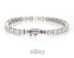 8.70 Carats Emerald Cut Diamond Tennis Bracelet 18k White Gold