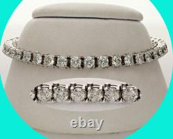 8.80CT diamond tennis bracelet straight line 14K white gold round brilliant 22GM