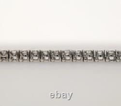 8.80CT diamond tennis bracelet straight line 14K white gold round brilliant 22GM
