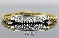 $8,850 Roberto Coin Round Pave Diamond Woven Silk 18K Yellow White Gold Bracelet