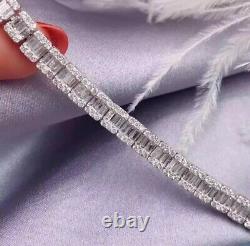 8 carat Round and Baguette Cut Diamond Bracelet Uk Hallmark White Gold