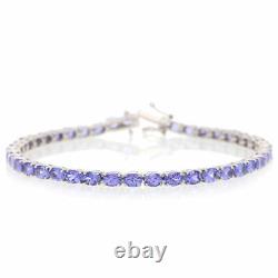 8ct Lab Created Tanzanite Oval Tennis Bracelet 14k White Gold Over 925 Silver