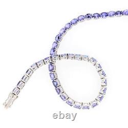 8ct Lab Created Tanzanite Oval Tennis Bracelet 14k White Gold Over 925 Silver