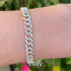 8mm Round Ice Cuban Link Moissanite Chain Hip Hop Bracelet 14K White Gold Plated