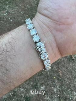 8mm Round Lab-Created Diamond Tennis Bracelet 14K White Gold Plated Size 7.5