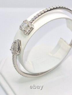 925 Sterling Silver White Gold Overlay Moissanite Diamond Bangle Bracelet Dvvs1