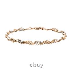9Carat Rose Gold White Gold Curb Bracelet for Women Size 7.5 Inches Wt 1.8 Grams