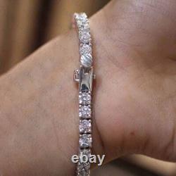 9.78TCW Round Cut D/VVS1 Moissanite Tennis Unisex Bracelet 14k White Gold Plated