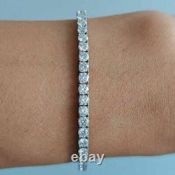 9.87Ct Round Cut DEF Moissanite Unisex Wedding Bracelet in 14k White Gold Plated