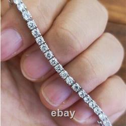 9.87Ct Round Cut DEF Moissanite Unisex Wedding Bracelet in 14k White Gold Plated