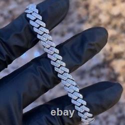 9 CTW Round Cut Moissanite 10mm Cuban Link Bracelet 14K White Gold Plated 8