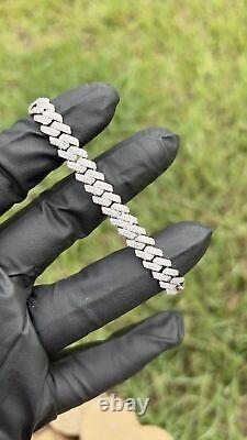 9 CTW Round Cut Moissanite 10mm Cuban Link Bracelet 14K White Gold Plated 8