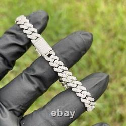 9 CTW Round Cut Moissanite 10mm Cuban Link Bracelet 14K White Gold Plated 8