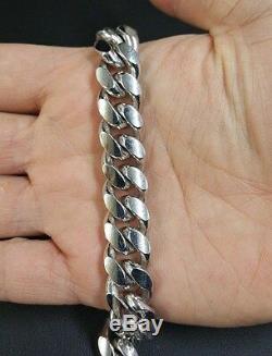 9 Miami Cuban Link Chain Bracelet 14K White Gold Over 925 Sterling Silver 14MM