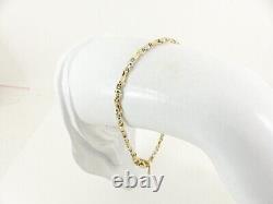 9ct Gold Bracelet Bar & Bead White & Yellow Hallmarked 19.5cm with gift box