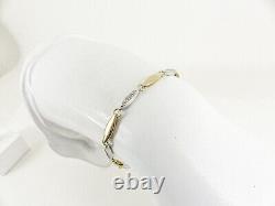 9ct Gold Bracelet Diamond White & Yellow Hallmarked 17cm with gift box