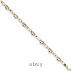 9ct Gold Bracelet Heart Anchor Link Style 9 Carat Yellow White Gold Hallmarked