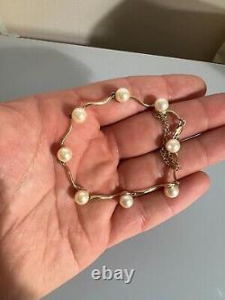 9ct Gold Bracelet with Cream Pearls 9ct Yellow Gold 9k 375