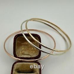9ct Gold Tri Colour Russian Bangle Set Yellow, Rose And White Gold