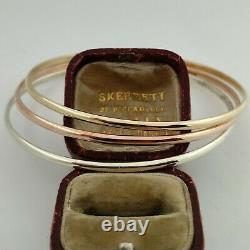 9ct Gold Tri Colour Russian Bangle Set Yellow, Rose And White Gold