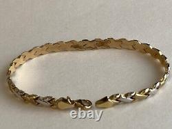 9ct Gold Two Tone Bracelet 375 Hallmarked 9ct 9k 9 Carat Yellow White 7 Inches
