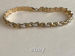 9ct Gold Two Tone Bracelet 375 Hallmarked 9ct 9k 9 Carat Yellow White 7 Inches