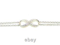 9ct Hallmarked White Gold 0.15ct G/h Si1 Diamond Infinity Design 7 Bracelet