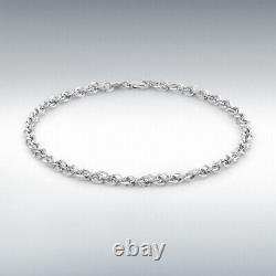 9ct WHITE GOLD Prince of Wales Bracelet Women's 3.5mm 7.5 GIFT BOX