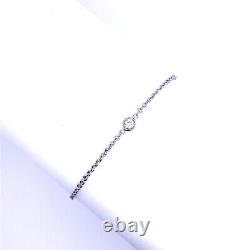 9ct White Gold 0.06ct Round Brilliant Cut Diamond Bracelet Adjustable Length