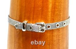 9ct White Gold Belt Buckle Bracelet mesh adjustable jewellery jewlry fashion