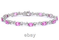 9ct White Gold Pink Sapphire & Diamond Ladies Bracelet